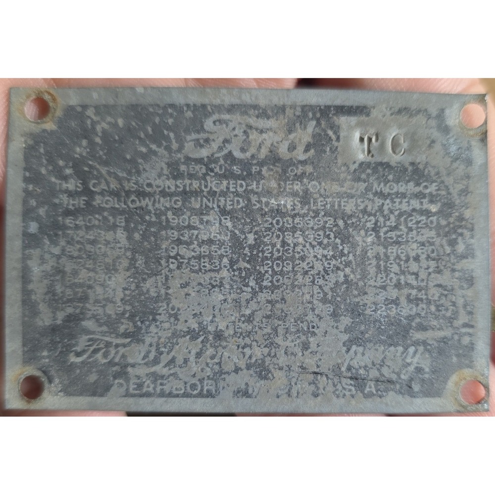 Vintage Ford Motor Company 1/2 Ton Truck Panel Van Data Plate Tag Metal